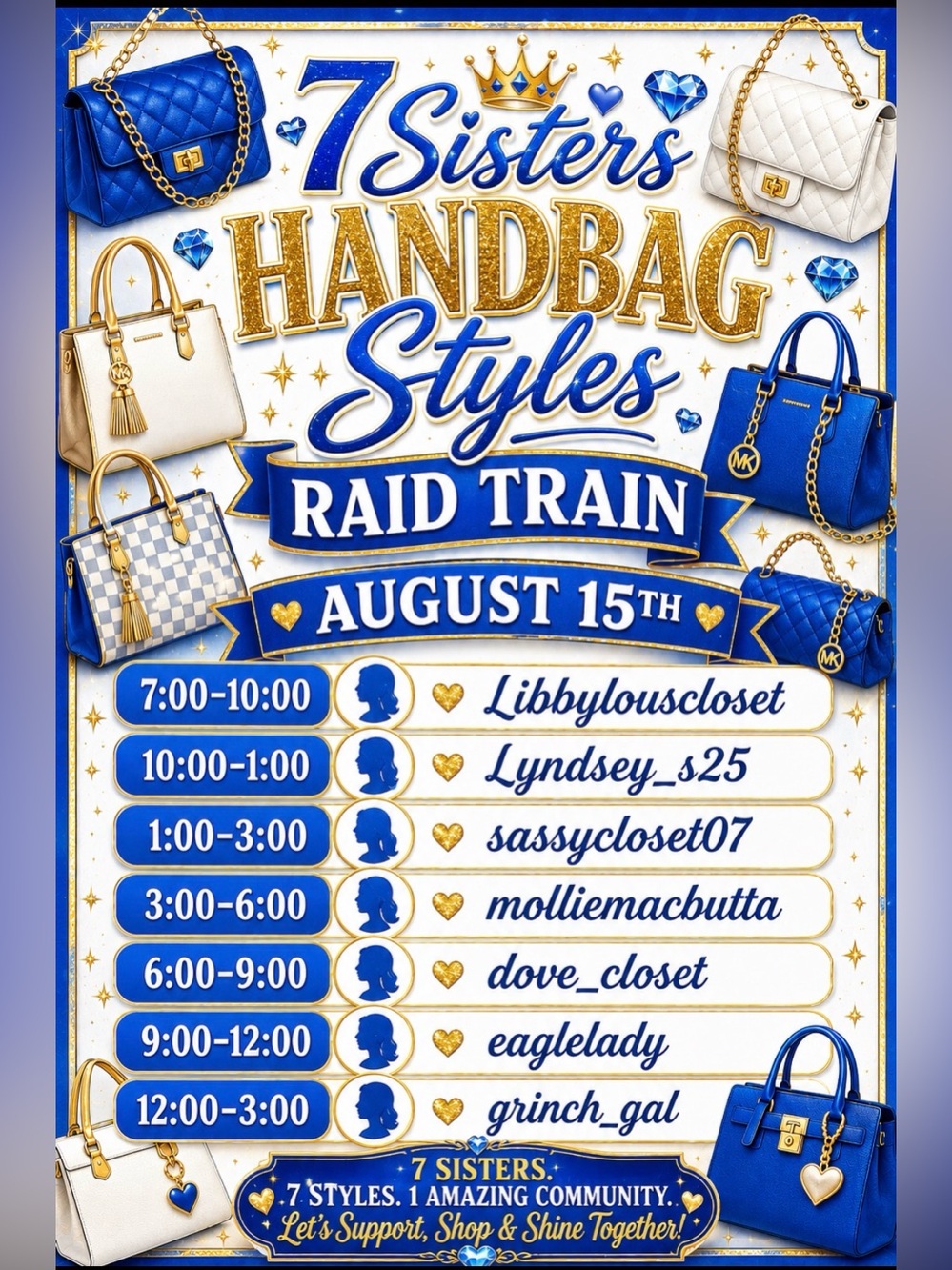 7 Sisters Handbag Styles Raid Train Graphic - Blue & Gold